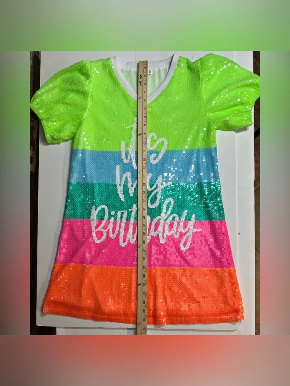 WHY Dress It’s My Birthday Rainbow Sequin Shift Dress Size Small Party Vegas.